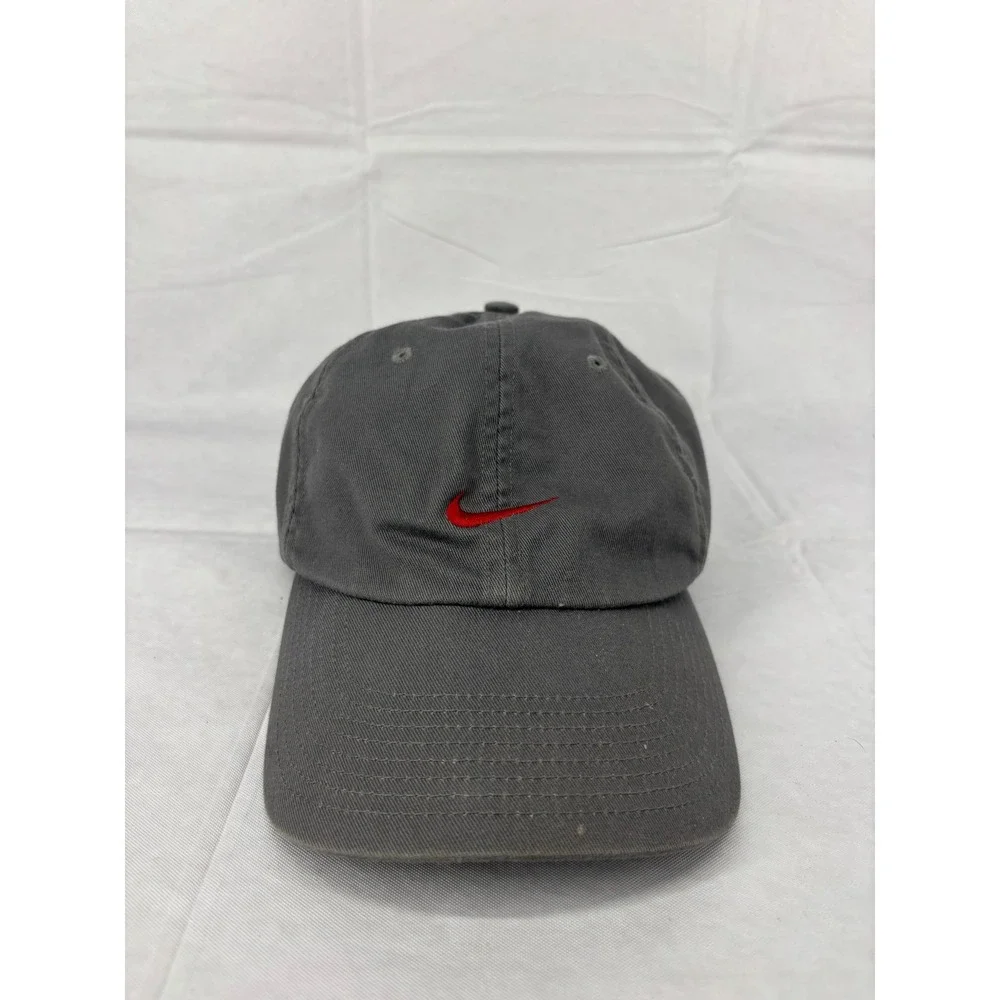 Nike Baseball Cap Mens Charcoal Gray Cotton Swoosh Logo Adjustable Strapback OS